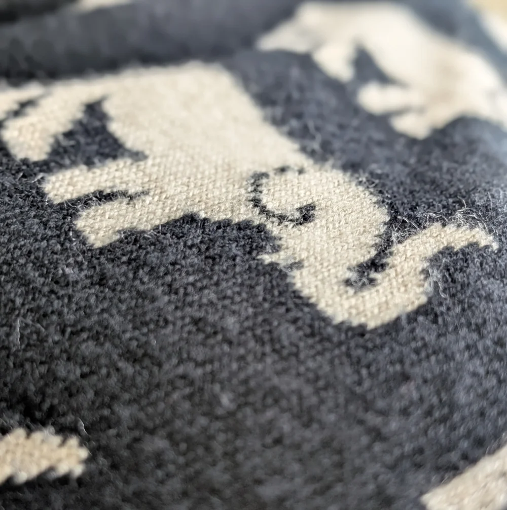 Black & Cream Elephant Pattern Boho Aztec Reversible Knit Sweater Wrap - Picture 7 of 16